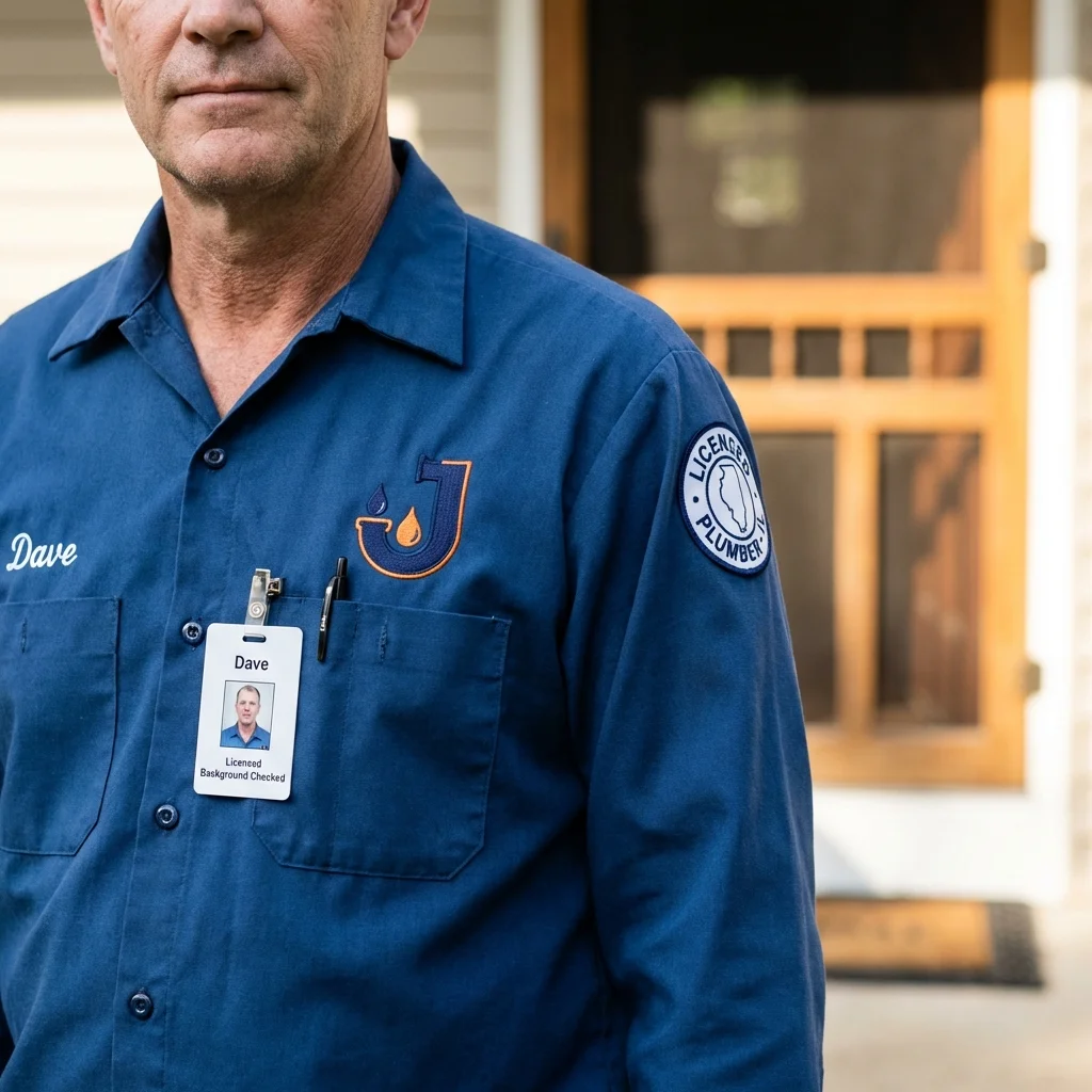Licensed plumber showing ID badge in Myrtle Creek, OR