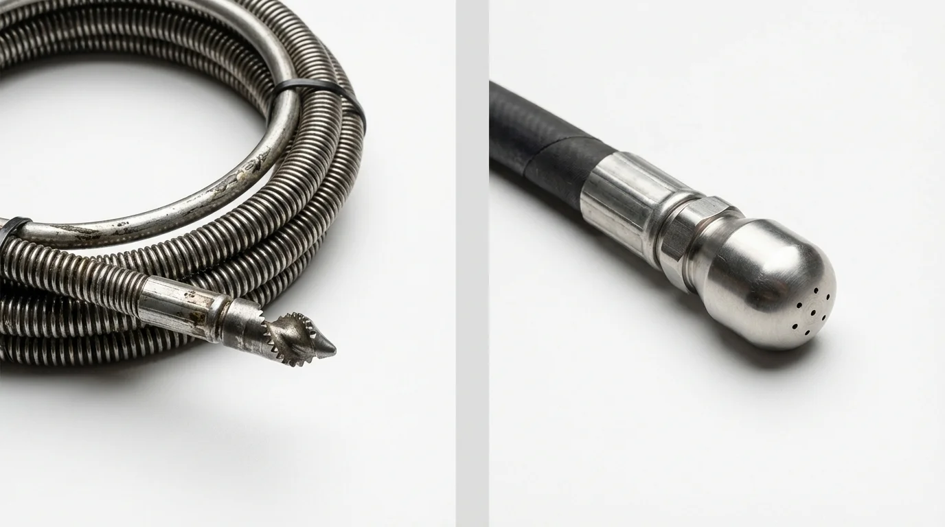 Drain snake cable and hydro jetting nozzle used for drain cleaning in Myrtle Creek, OR