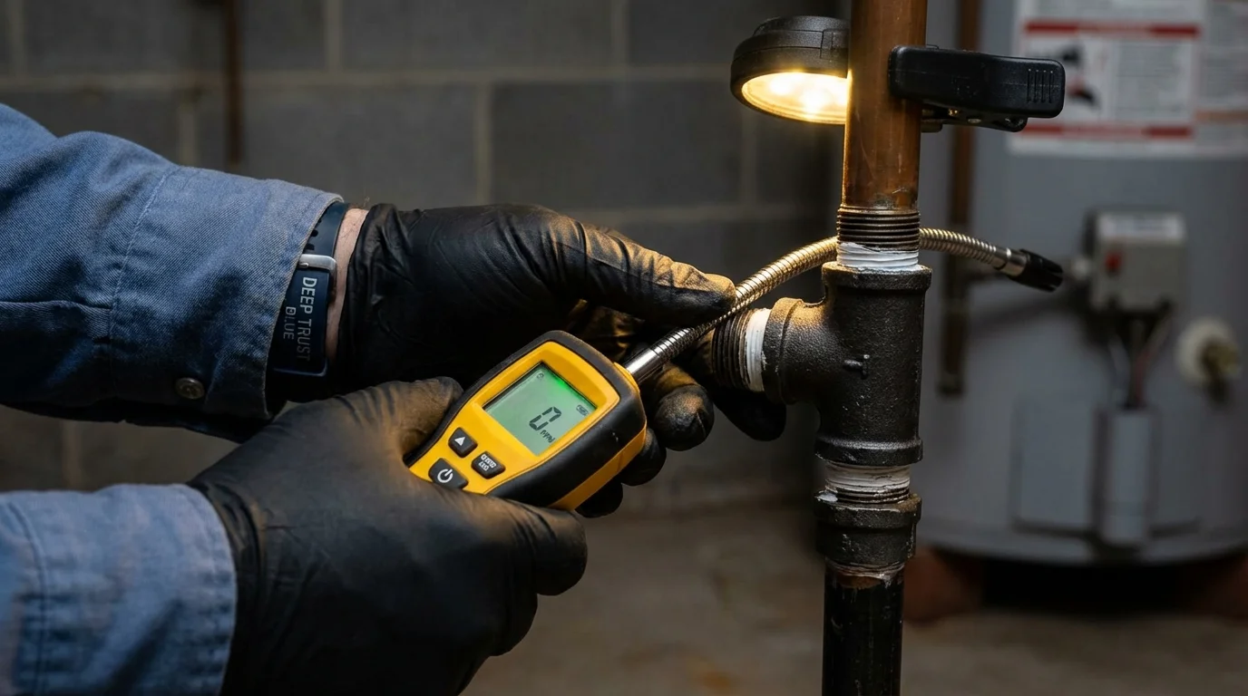 Gas leak detection with electronic sniffer by Johns Plumbing LLC in Myrtle Creek