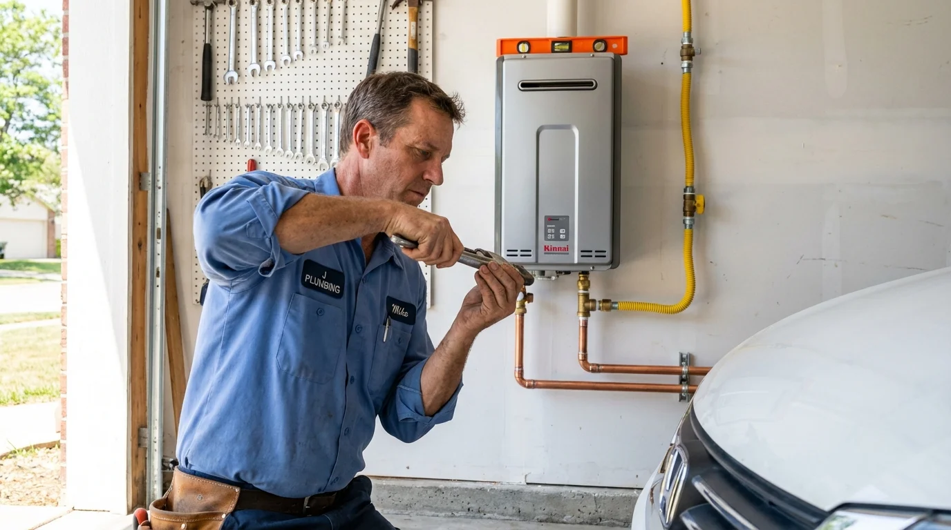 Tankless water heater installation by a Johns Plumbing LLC plumber in Myrtle Creek